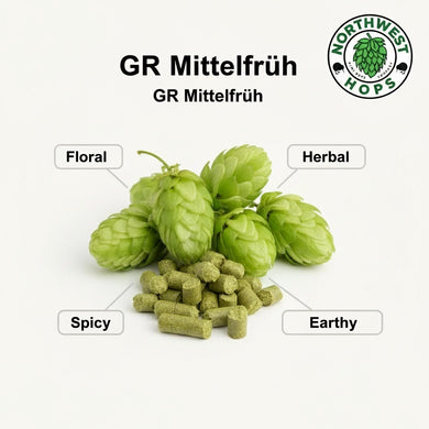 2024 GR Hallertau Mittelfruh T90 Hop Pellets