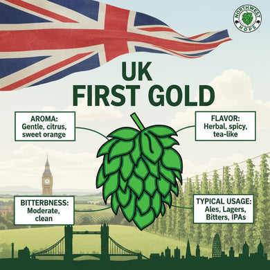 2023 UK First Gold Hop Pellets – UK Floral & Citrus Aroma Hops | Northwest Hops
