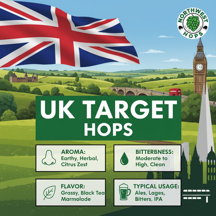 2024 UK Target Hop Pellets – UK Bold Citrus & Spice Aroma Hops | Northwest Hops