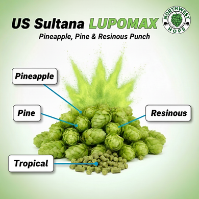 2024 US Sultana Lupomax Hop Pellets – Pineapple, Citrus & Pine Aroma Hops | Northwest Hops