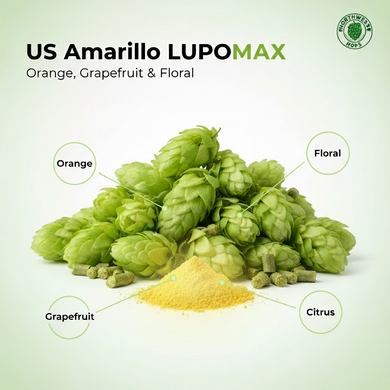 2024 US Amarillo LUPOMAX™ Hop Pellets – US Orange, Citrus & Floral Aroma Hops | Northwest Hops