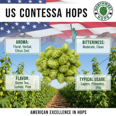 2024 US Contessa Hop Pellets – US Floral & Green Tea Aroma Hops | Northwest Hops