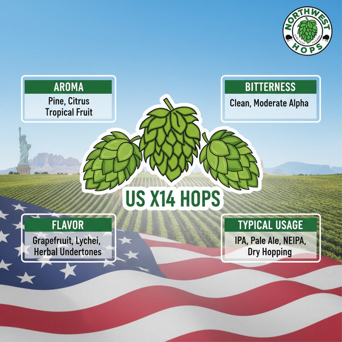 2023 US Experimental X14 Hop Pellets – US Citrus & Tropical Aroma Hops | Northwest Hops